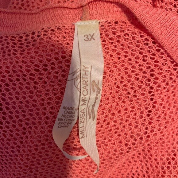 Melissa Mccarthy Seven7 Plus Size 3X Coral Woven Knit Open Cardigan Duster - Picture 4 of 5